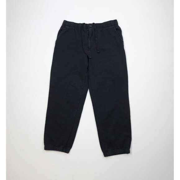Vtg LL Bean Mens Large Faded Blank Heavyweight Sweatpants Joggers Pants Black